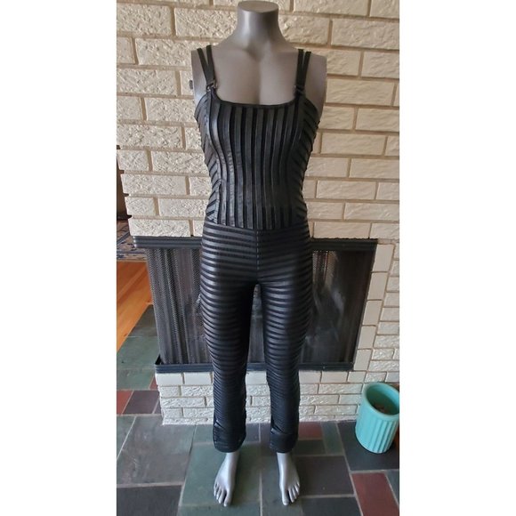Wolford Vintage Awesome Edgy "moto" Style 2 Piece Leather/Mesh Pants Outfit XS